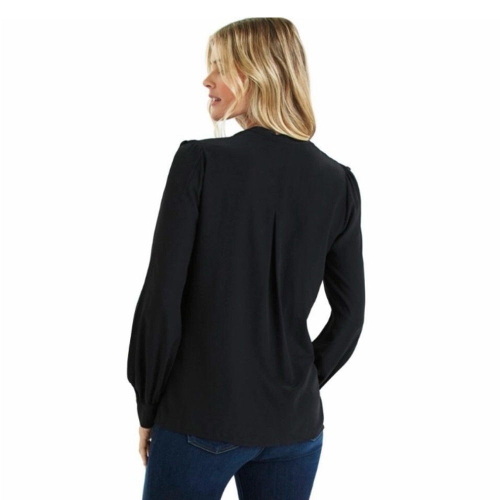 A.L.C. Black Silk Blouse with Ruffle Detail size 2 - Picture 2 of 5